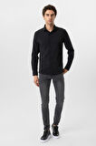 Siyah Slim Fit Düz Klasik Yaka Gömlek