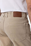 Bej Slim Fit Düz Kanvas Pantolon