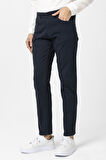 Lacivert Slim Fit Düz Kanvas Pantolon