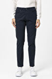 Lacivert Slim Fit Düz Kanvas Pantolon