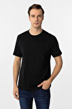 Siyah Regular Düz Bisiklet Yaka Tişört