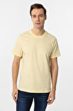 Sarı Regular Düz Bisiklet Yaka Tişört