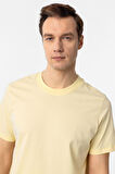 Sarı Regular Düz Bisiklet Yaka Tişört