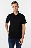 Siyah Regular Armürlü Polo Yaka Tişört
