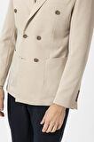 Bej Slim Fit Düz Sivri Yaka 6 Drop Ceket