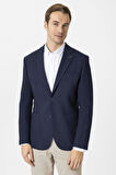 Lacivert Slim Fit Düz Mono Yaka 6 Drop Ceket