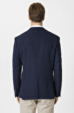 Lacivert Slim Fit Düz Mono Yaka 6 Drop Ceket
