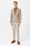 Bej Slim Fit Düz Sivri Yaka 6 Drop Ceket