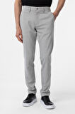 Gri Slim Fit Desenli Kumaş Pantolon