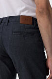 Lacivert Slim Fit Armürlü Kanvas Pantolon