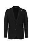 Siyah Slim Fit Sivri Yaka 6 Drop Ceket
