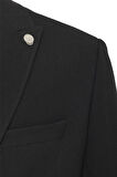 Siyah Slim Fit Sivri Yaka 6 Drop Ceket