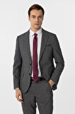 Siyah Slim Fit Desenli Mono Yaka 6 Drop Klasik Takım Elbise