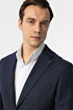 Lacivert Slim Fit Desenli Mono Yaka 6 Drop Ceket