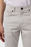 Bej Slim Fit 5 Cep Kalıp Armürlü Kanvas Pantolon