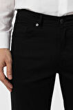 Siyah Slim Fit 5 Cep Kalıp Armürlü Kanvas Pantolon