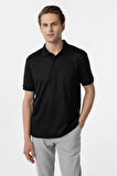 Siyah Regular Baskılı Polo Yaka Tişört