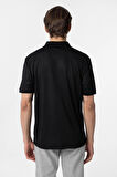 Siyah Regular Baskılı Polo Yaka Tişört