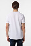 Beyaz Slim Fit Armürlü Bisiklet Yaka Tişört