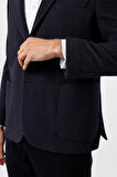 Lacivert Regular Fit Desenli 4 Drop Ceket
