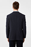 Lacivert Regular Fit Desenli 4 Drop Ceket