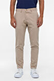 Bej Slim Fit Desenli Kumaş Pantolon