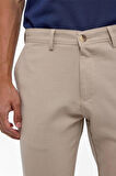 Bej Slim Fit Desenli Kumaş Pantolon