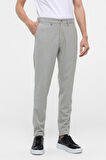 Gri Slim Fit Desenli Kumaş Pantolon