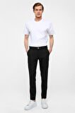 Siyah Slim Fit Desenli Kumaş Pantolon