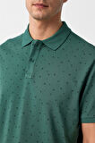 Koyu Yeşil Regular Baskılı Polo Yaka Tişört