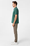 Koyu Yeşil Regular Baskılı Polo Yaka Tişört