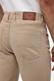 Bej Slim Fit 5 Cep Kalıp Armürlü Kanvas Pantolon