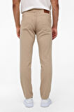 Bej Slim Fit 5 Cep Kalıp Armürlü Kanvas Pantolon