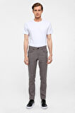 Gri Slim Fit 5 Cep Kalıp Armürlü Kanvas Pantolon