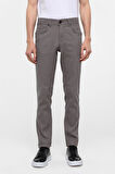 Gri Slim Fit 5 Cep Kalıp Armürlü Kanvas Pantolon