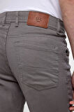Gri Slim Fit 5 Cep Kalıp Armürlü Kanvas Pantolon