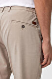 Bej Slim Fit Armürlü Jogger Pantolon