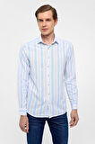 Buz Mavi Slim Düz Klasik Yaka Gömlek