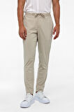 Bej Slim Armürlü Jogger Pantolon