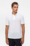 Beyaz Regular Düz Polo Yaka Tişört