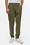 Koyu Haki Slim Armürlü Jogger Pantolon