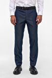 Lacivert Regular Armürlü Kumaş Pantolon