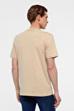 Bej Regular Düz Bisiklet Yaka Tişört