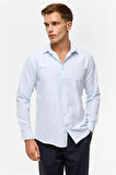 Buz Mavi Slim Desenli Klasik Yaka Gömlek