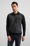 Süvari Erkek Siyah Regular Düz Fermuarlı Polo Yaka Sweatshirt
