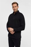 Siyah Regular Düz Fermuarlı Polo Yaka Sweatshirt