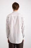Koyu Bordo Regular Klasik Yaka Dikey Çizgili Armürlü Cepsiz Düğmeli Uzun Kollu Casual Gömlek