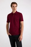Koyu Bordo Regular Düz Nakışlı Pike Düğmeli Polo Yaka Tişört