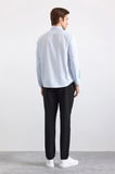 Buz Mavi Regular Klasik Yaka Düz Düz Kapaksız Cep Düğmeli Uzun Kollu Standart Casual Gömlek