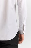 Ekru Slim Klasik Yaka Düz Armürlü Cepsiz Düğmeli Uzun Kollu Casual Gömlek